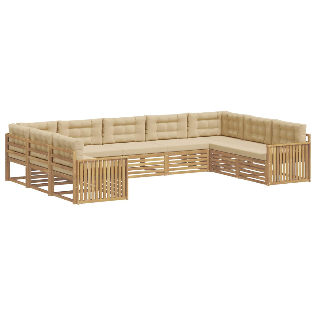 Outdoor-Sofagarnitur 9 pcs Weiß und Beige Massivholz Akazie