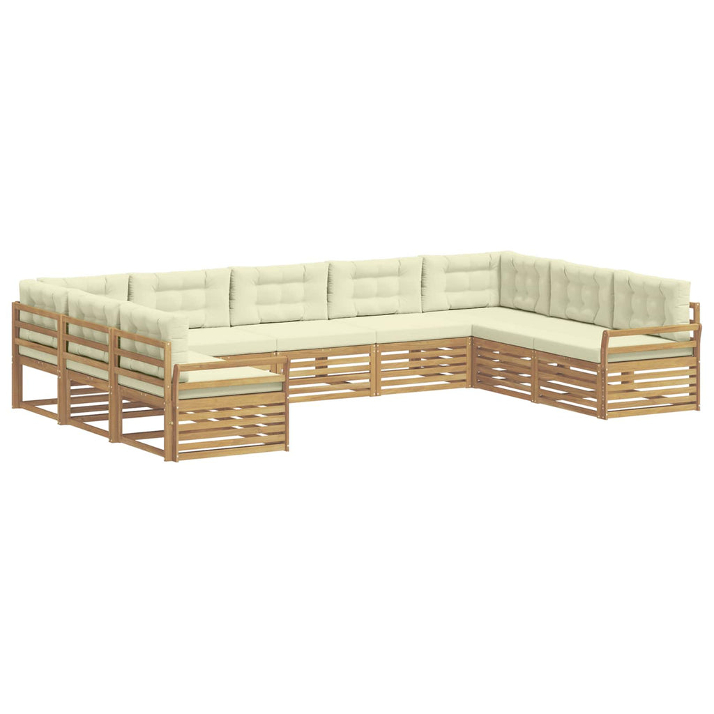 Outdoor-Sofagarnitur 9 pcs Weiß und Creme Massivholz Akazie