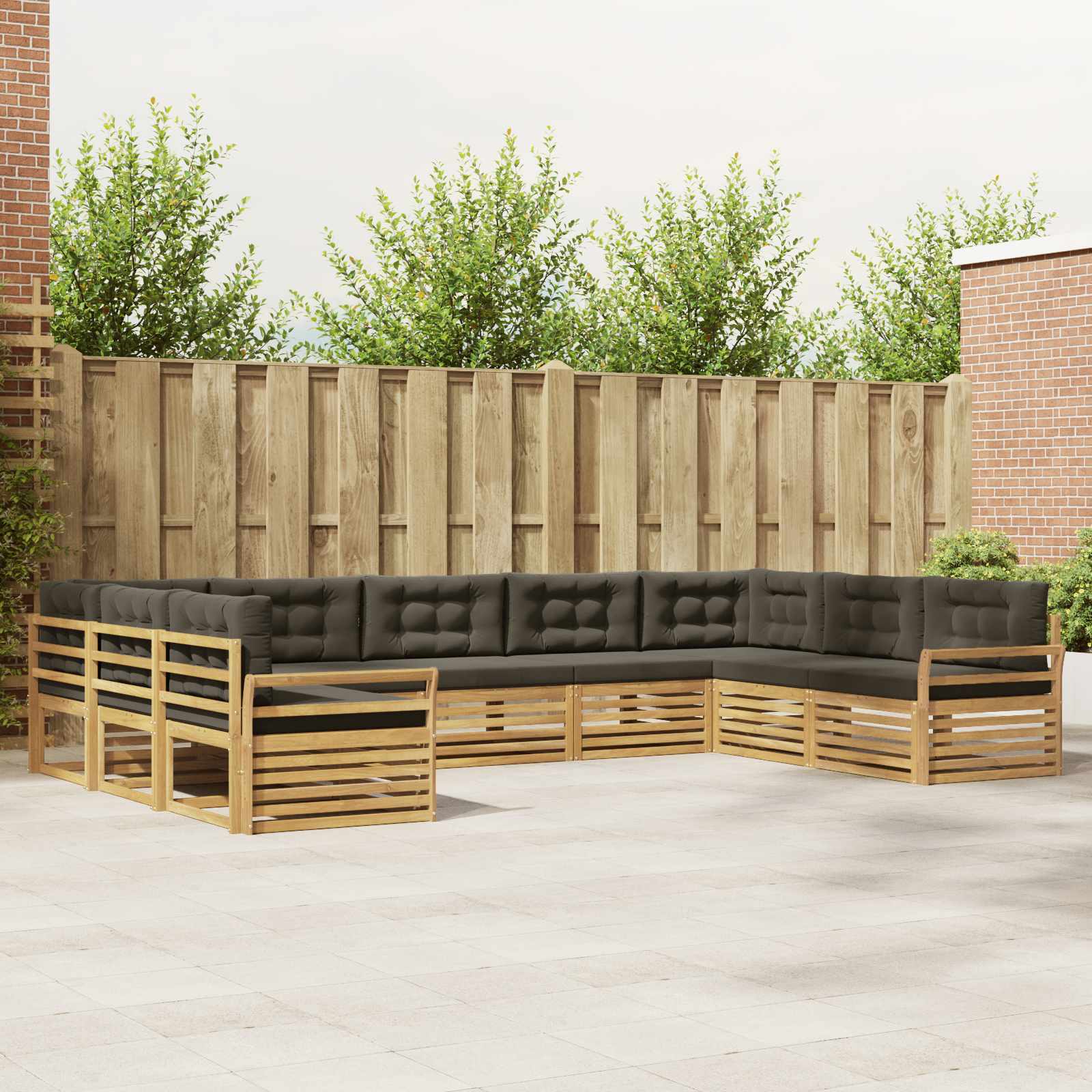 Outdoor-Sofagarnitur 9 pcs Weiß und Anthrazit Massivholz Akazie