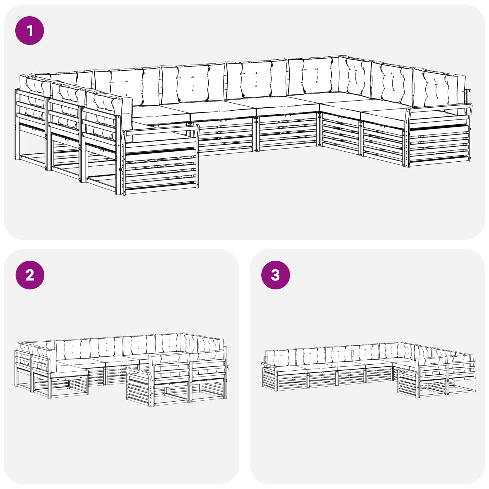 Outdoor-Sofagarnitur 9 pcs Weiß und Anthrazit Massivholz Akazie