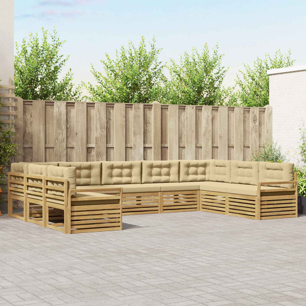 Outdoor-Sofagarnitur 9 pcs Weiß und Beige Massivholz Akazie