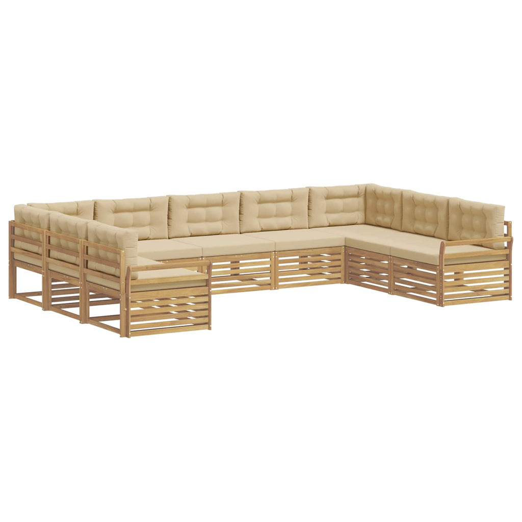 Outdoor-Sofagarnitur 9 pcs Weiß und Beige Massivholz Akazie