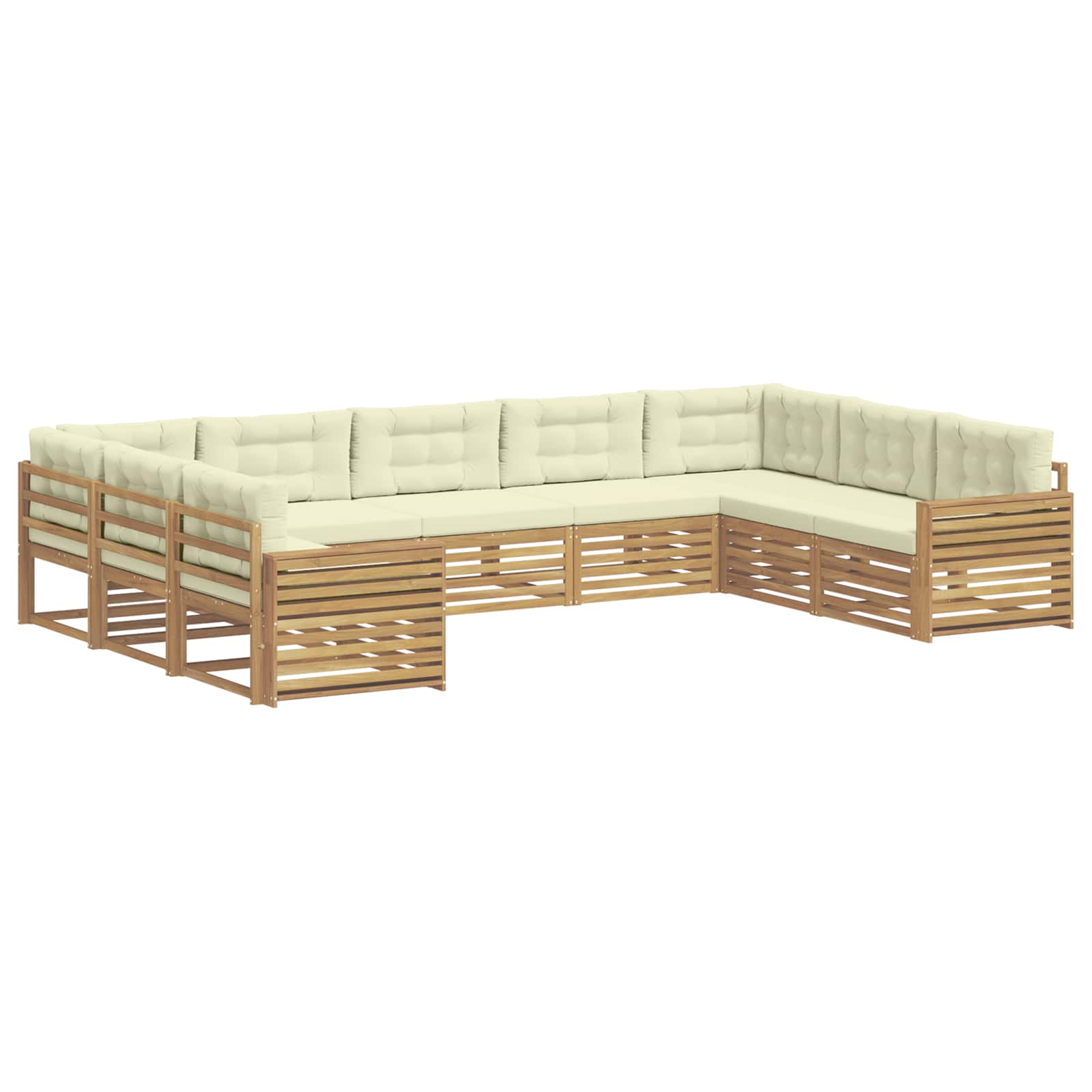 Outdoor-Sofagarnitur 9 pcs Weiß und Creme Massivholz Akazie