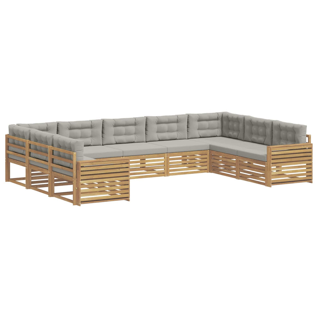 Outdoor-Sofagarnitur 9 pcs Weiß und Hellgrau Massivholz Akazie
