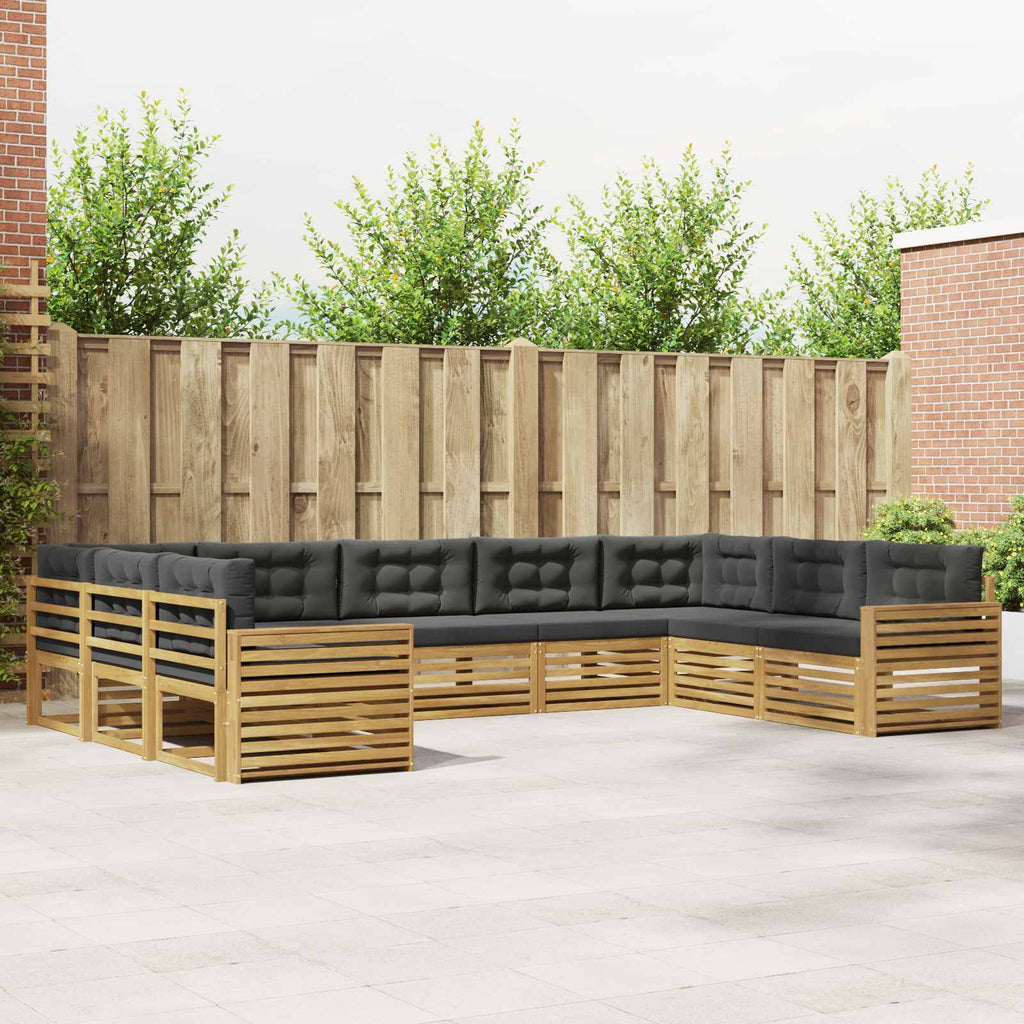 Outdoor-Sofagarnitur 9 pcs Weiß und Anthrazit Massivholz Akazie