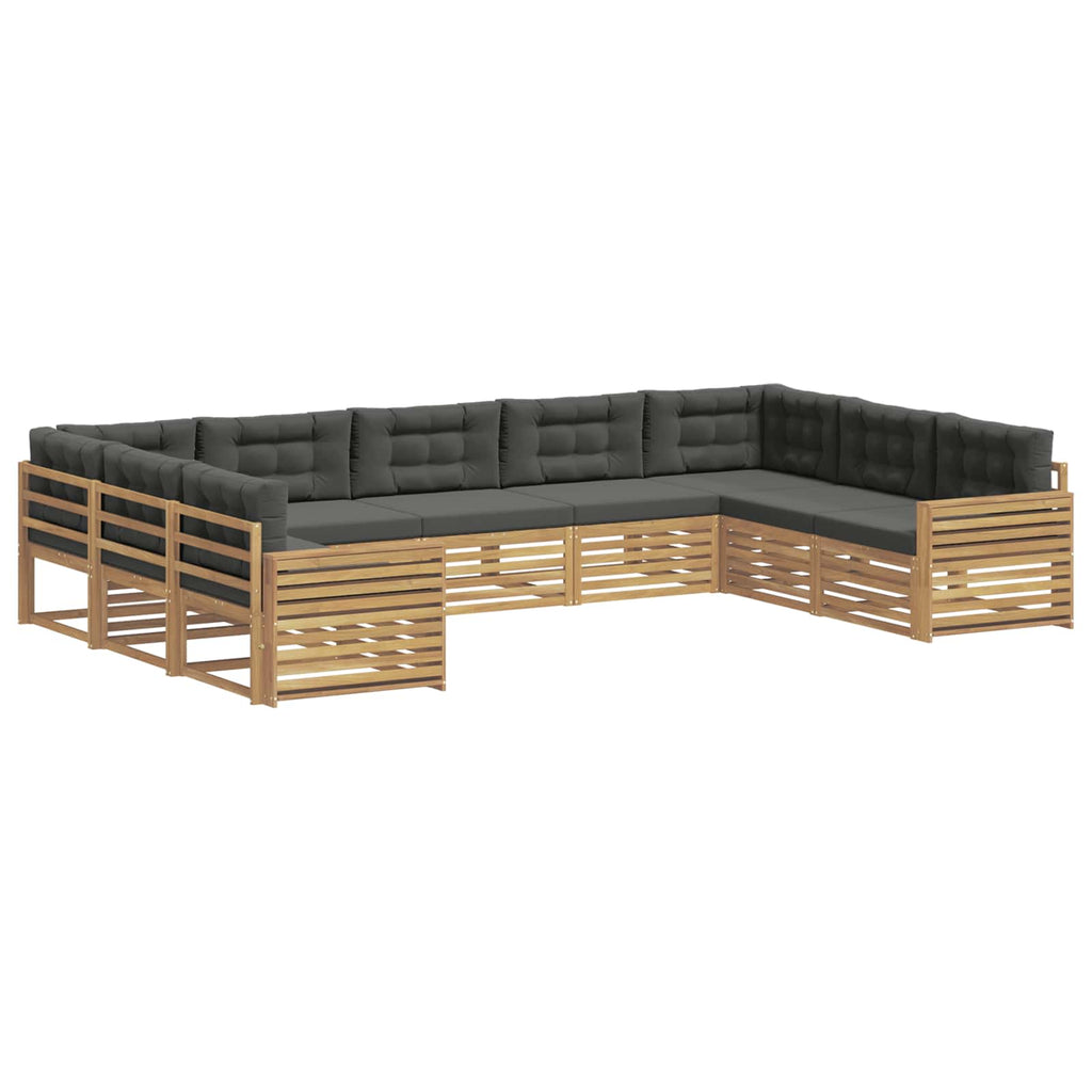 Outdoor-Sofagarnitur 9 pcs Weiß und Anthrazit Massivholz Akazie