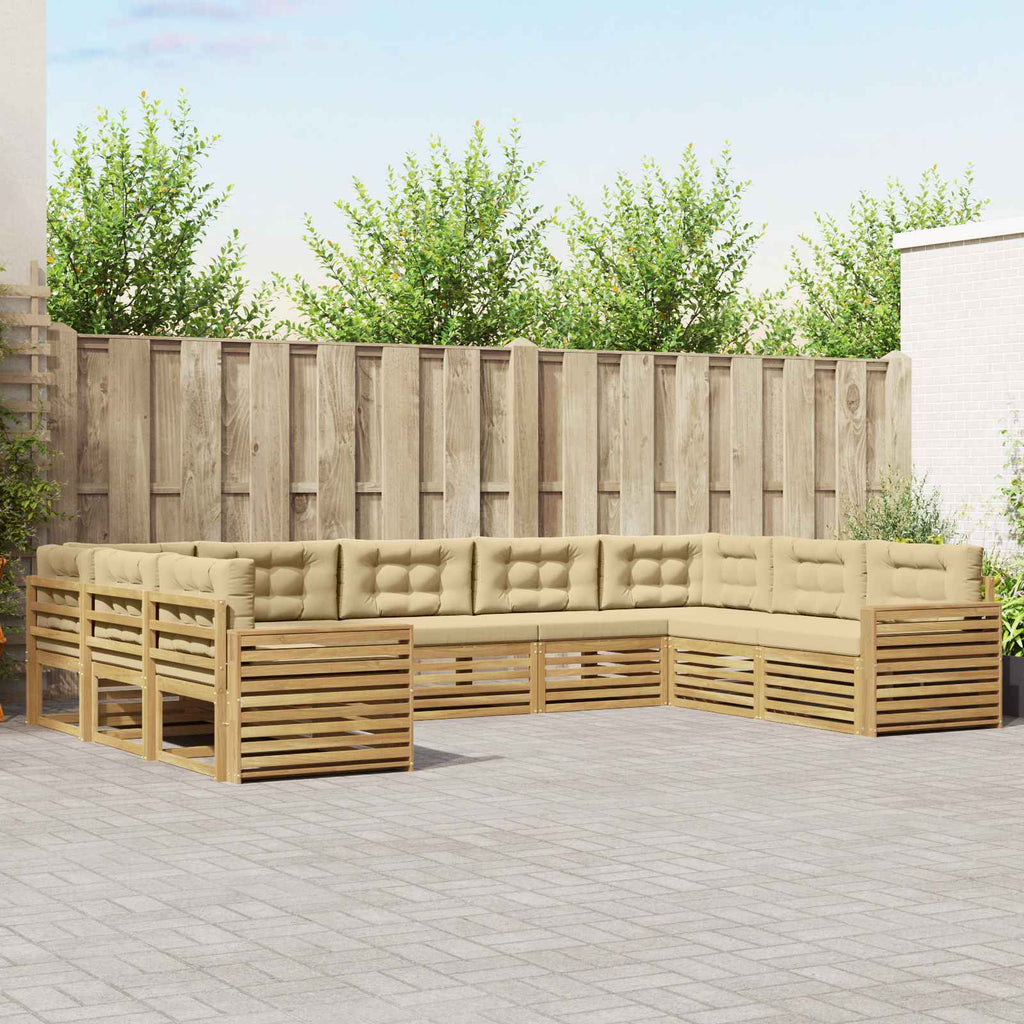 Outdoor-Sofagarnitur 9 pcs Weiß und Beige Massivholz Akazie