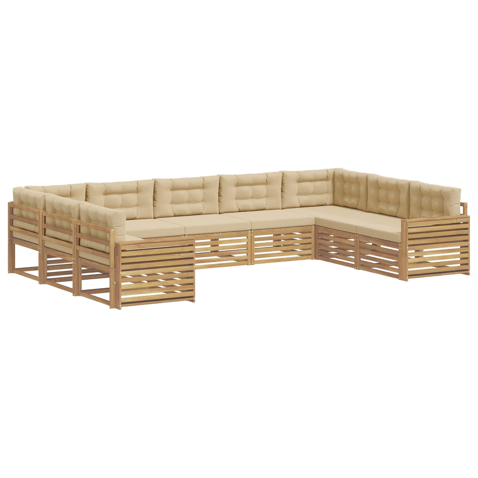 Outdoor-Sofagarnitur 9 pcs Weiß und Beige Massivholz Akazie