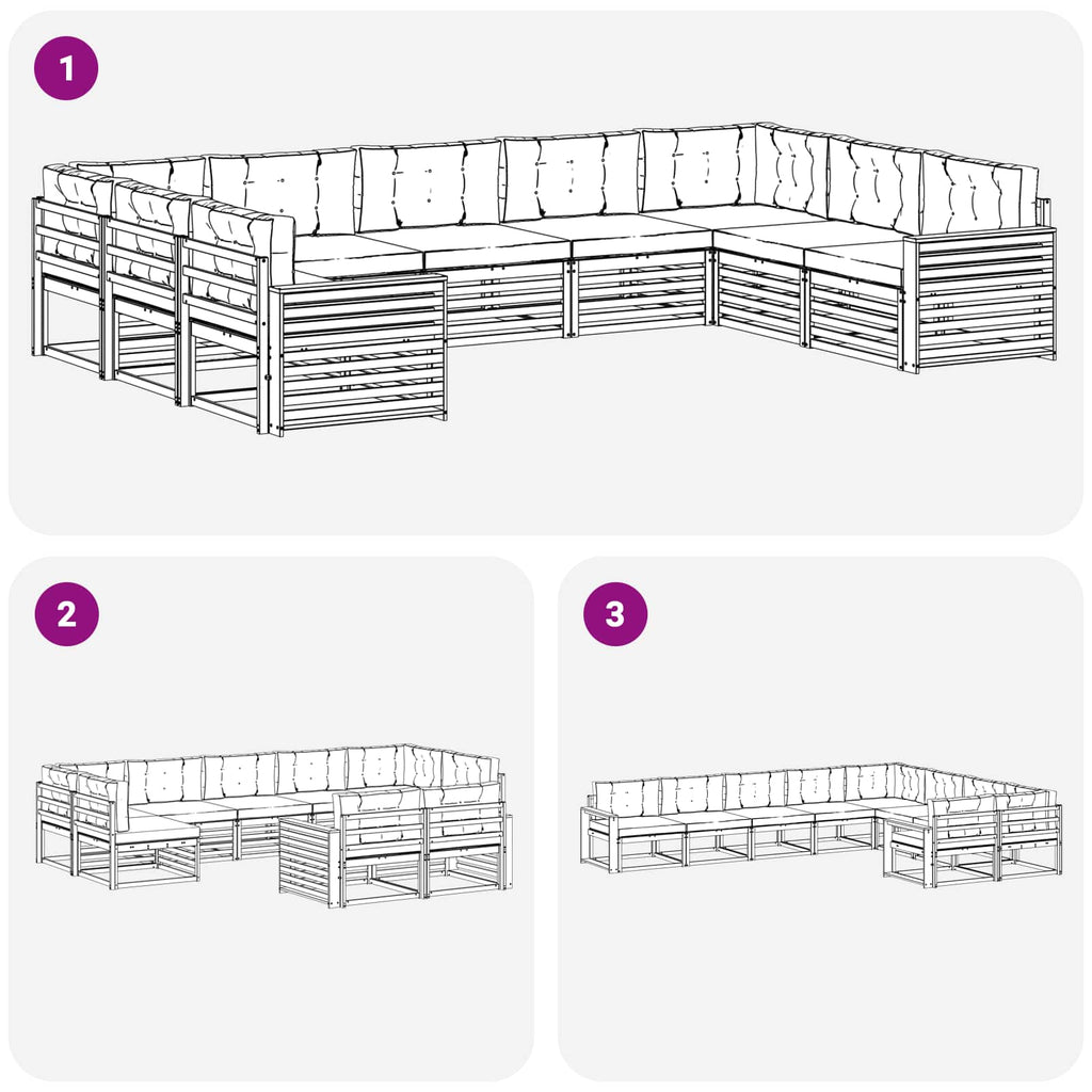 Outdoor-Sofagarnitur 9 pcs Weiß und Beige Massivholz Akazie
