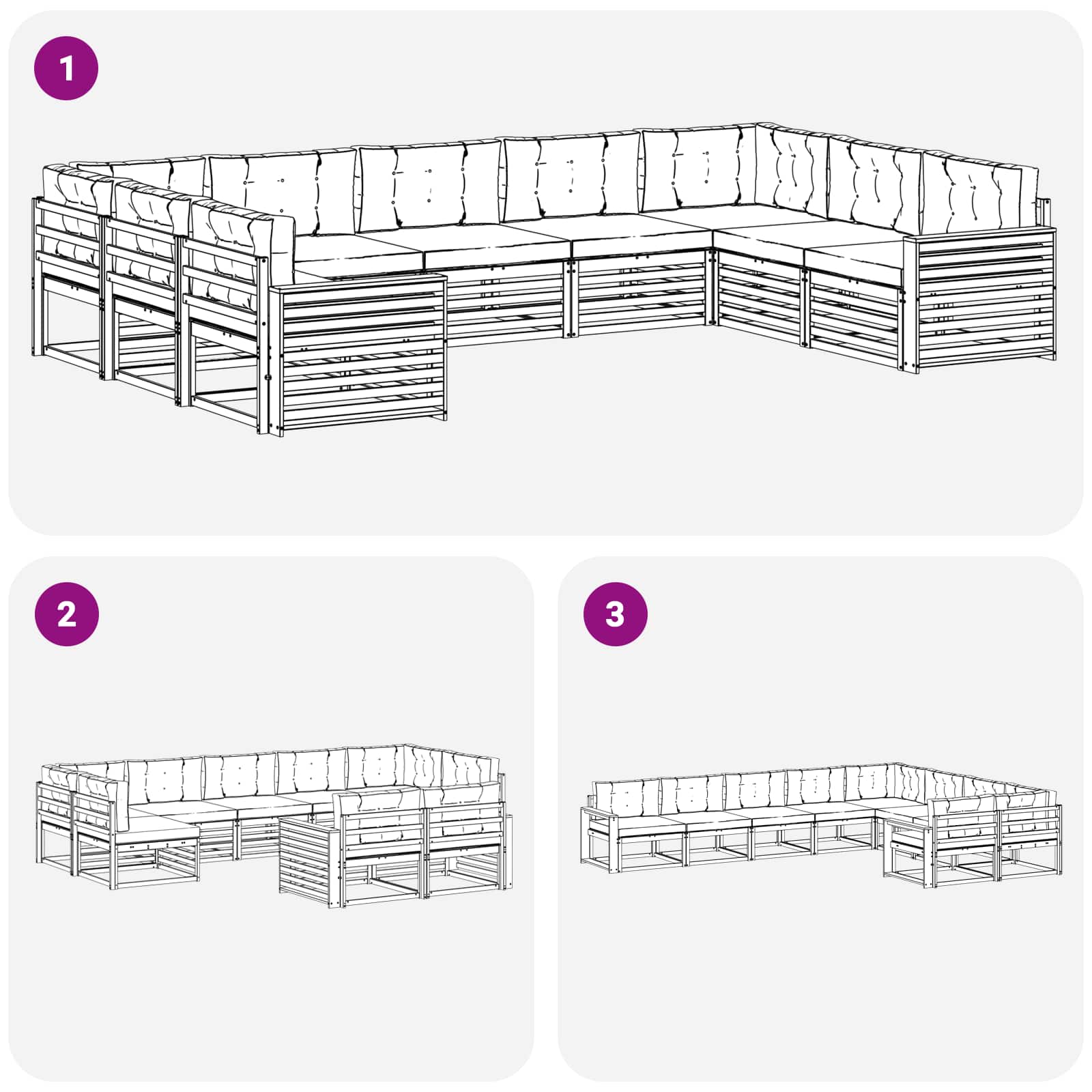 Outdoor-Sofagarnitur 9 pcs Weiß und Beige Massivholz Akazie