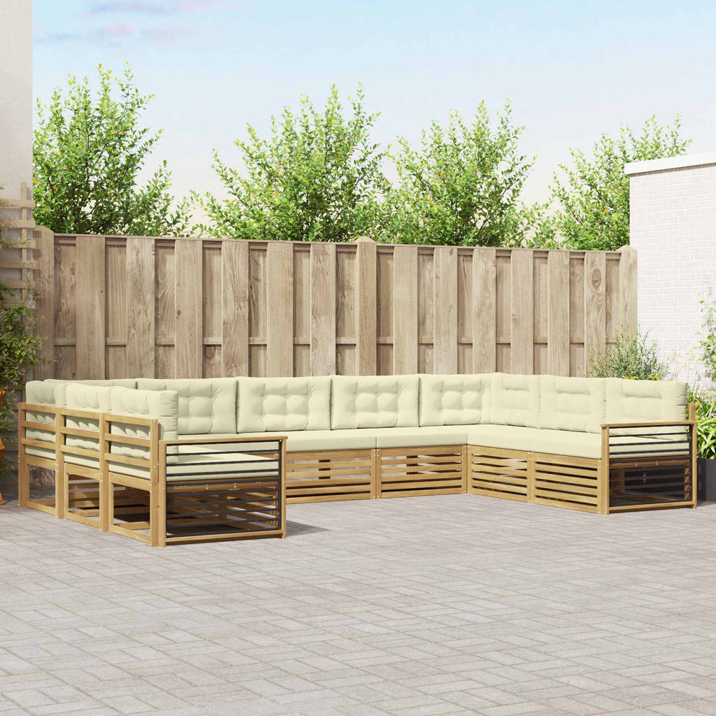 Outdoor-Sofagarnitur 9 pcs Weiß und Creme Massivholz Akazie