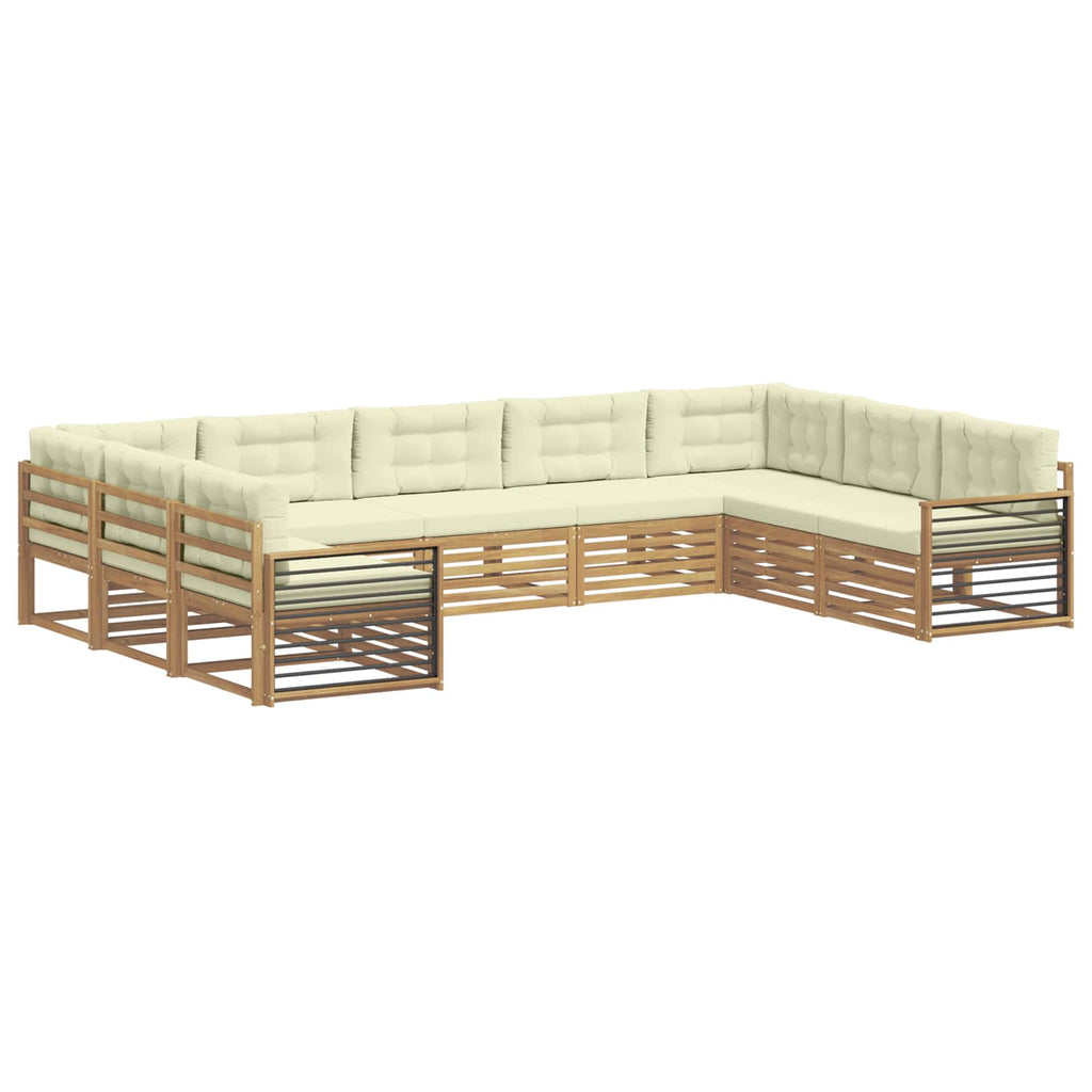 Outdoor-Sofagarnitur 9 pcs Weiß und Creme Massivholz Akazie