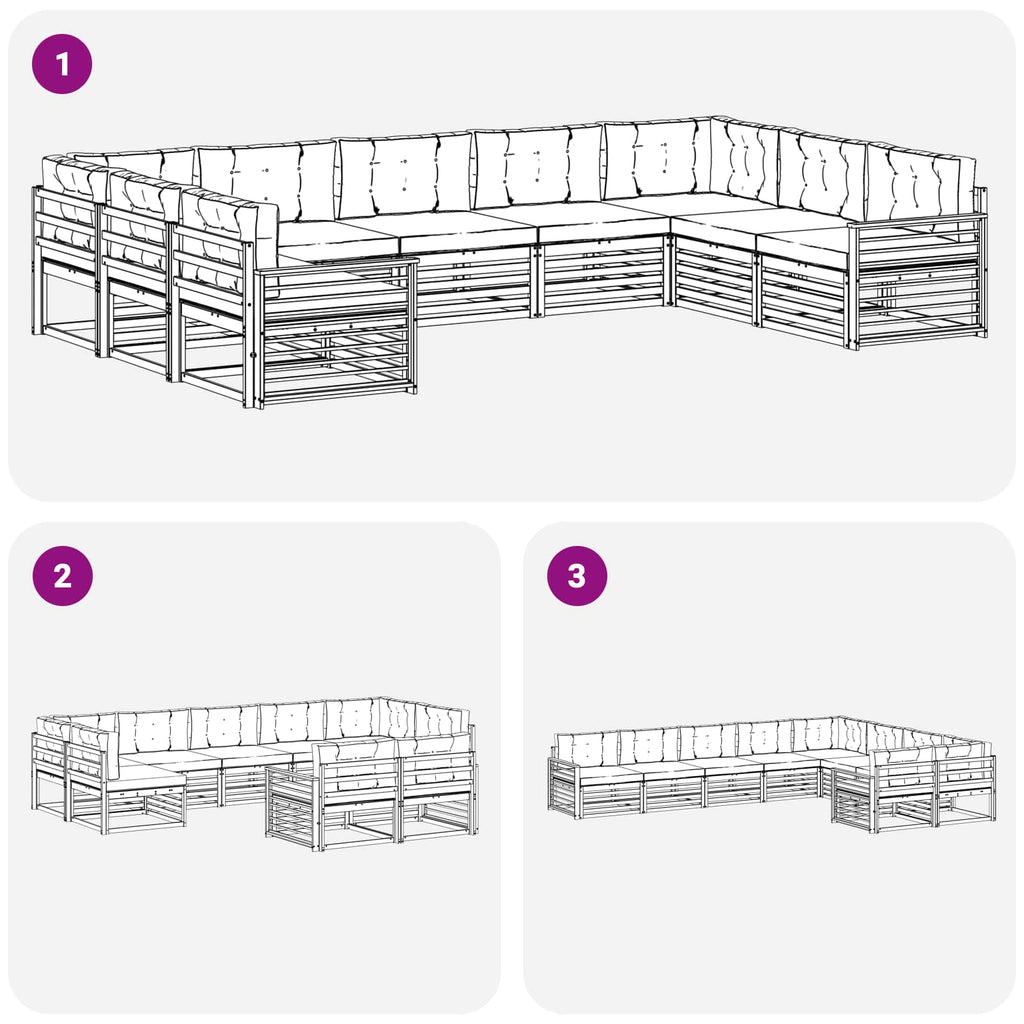 Outdoor-Sofagarnitur 9 pcs Weiß und Creme Massivholz Akazie