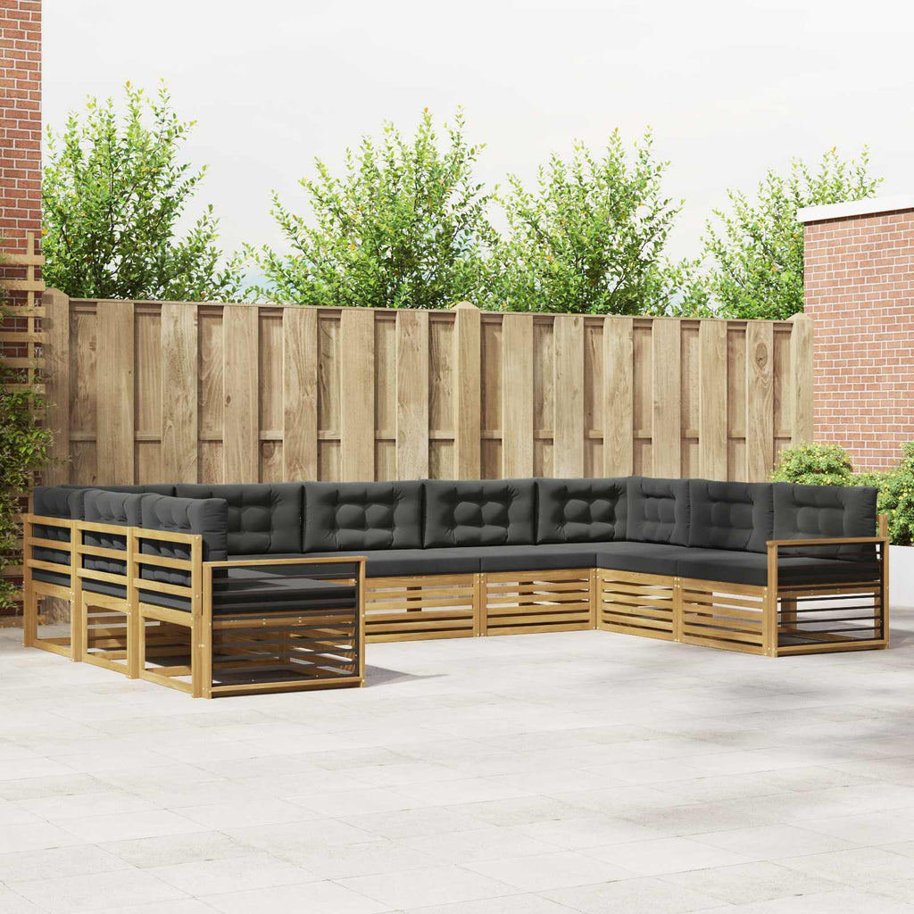 Outdoor-Sofagarnitur 9 pcs Weiß und Anthrazit Massivholz Akazie
