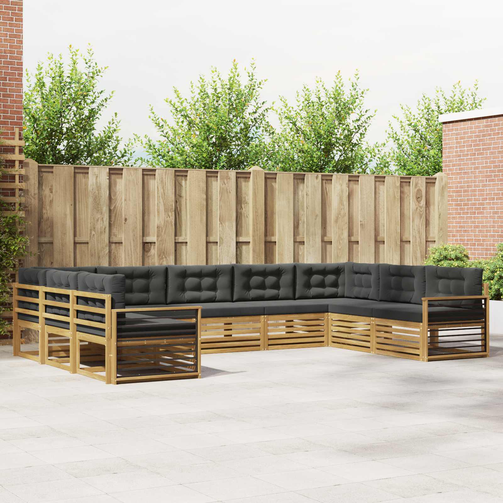 Outdoor-Sofagarnitur 9 pcs Weiß und Anthrazit Massivholz Akazie