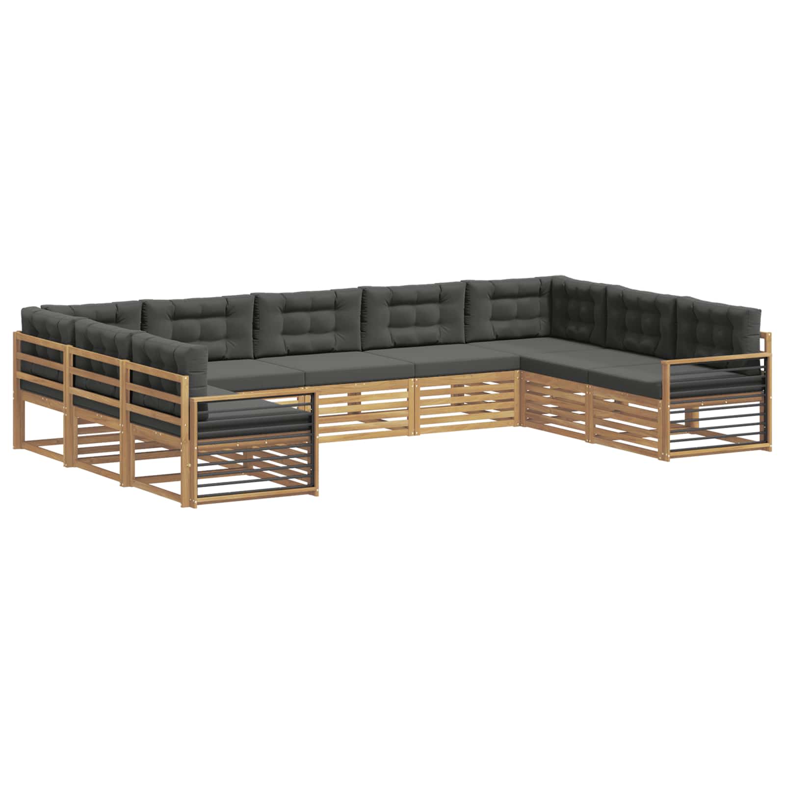 Outdoor-Sofagarnitur 9 pcs Weiß und Anthrazit Massivholz Akazie