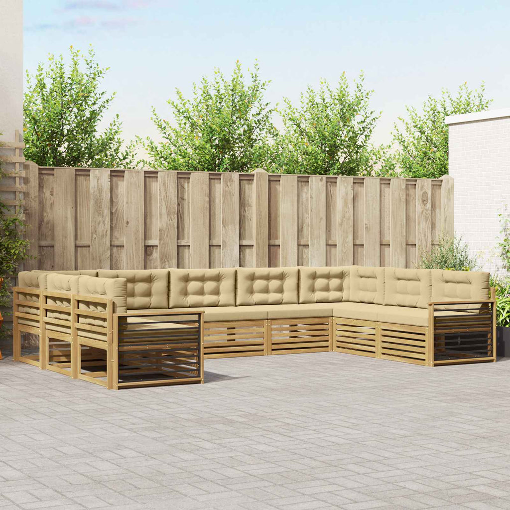 Outdoor-Sofagarnitur 9 pcs Weiß und Beige Massivholz Akazie