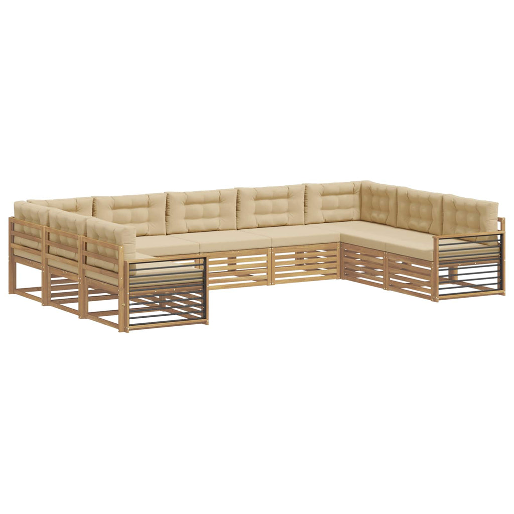 Outdoor-Sofagarnitur 9 pcs Weiß und Beige Massivholz Akazie