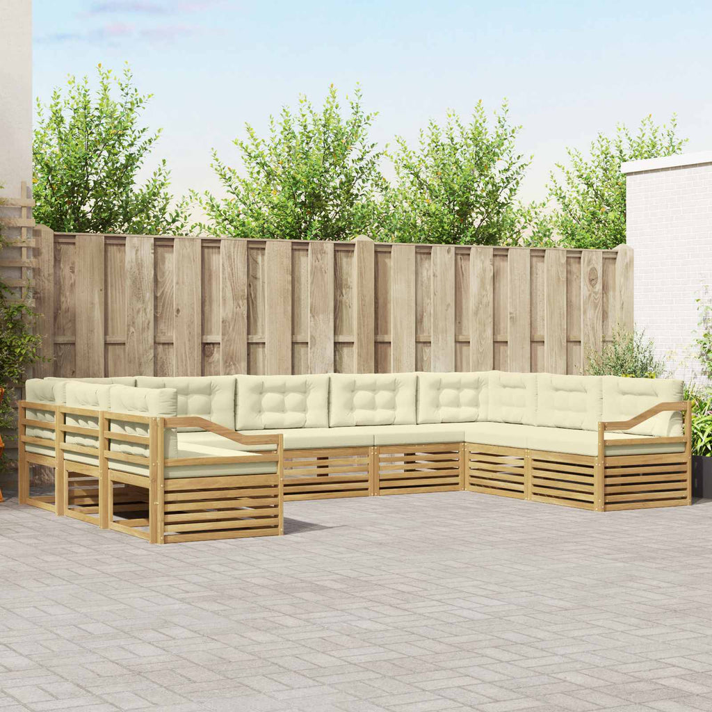 Outdoor-Sofagarnitur 9 pcs Weiß und Creme 404 x 245,5 x 73 cm