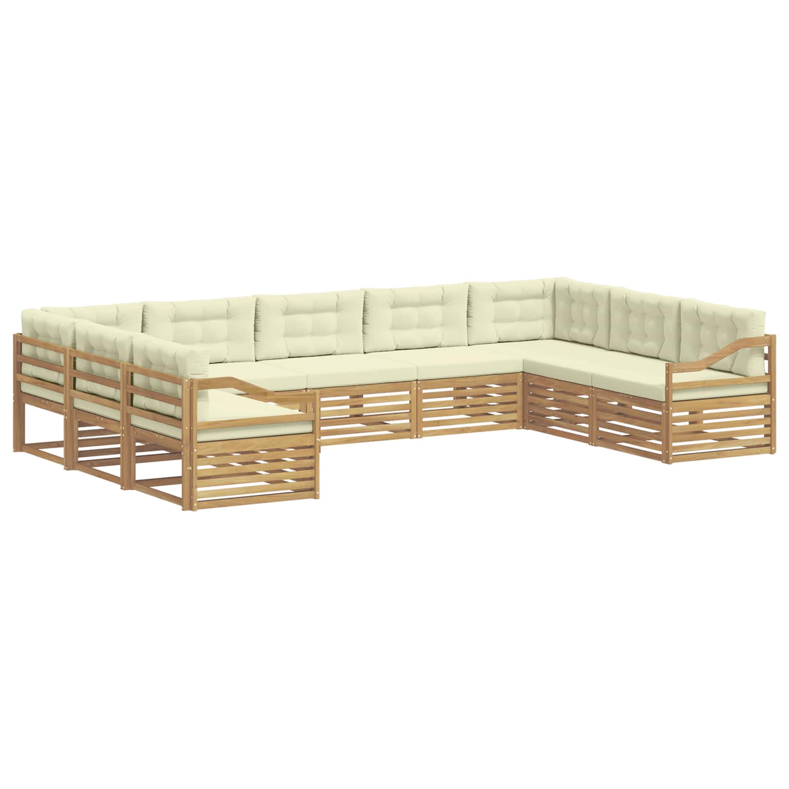 Outdoor-Sofagarnitur 9 pcs Weiß und Creme 404 x 245,5 x 73 cm