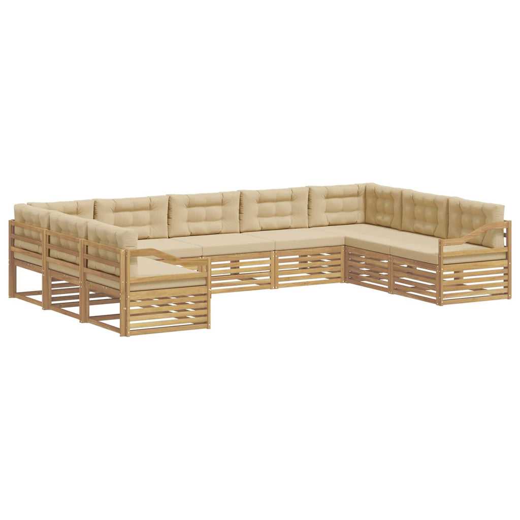 Outdoor-Sofagarnitur 9 pcs Weiß und Beige 404 x 245,5 x 73 cm