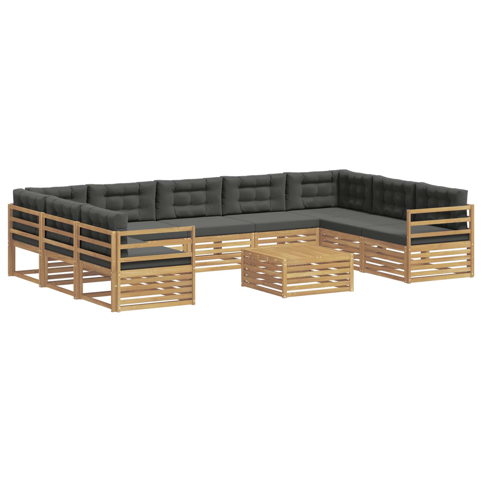 Outdoor-Sofagarnitur mit Kissen 10 pcs Massivholz Akazie