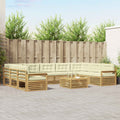 Outdoor-Sofagarnitur 10 pcs Weiß und Creme Massivholz Akazie