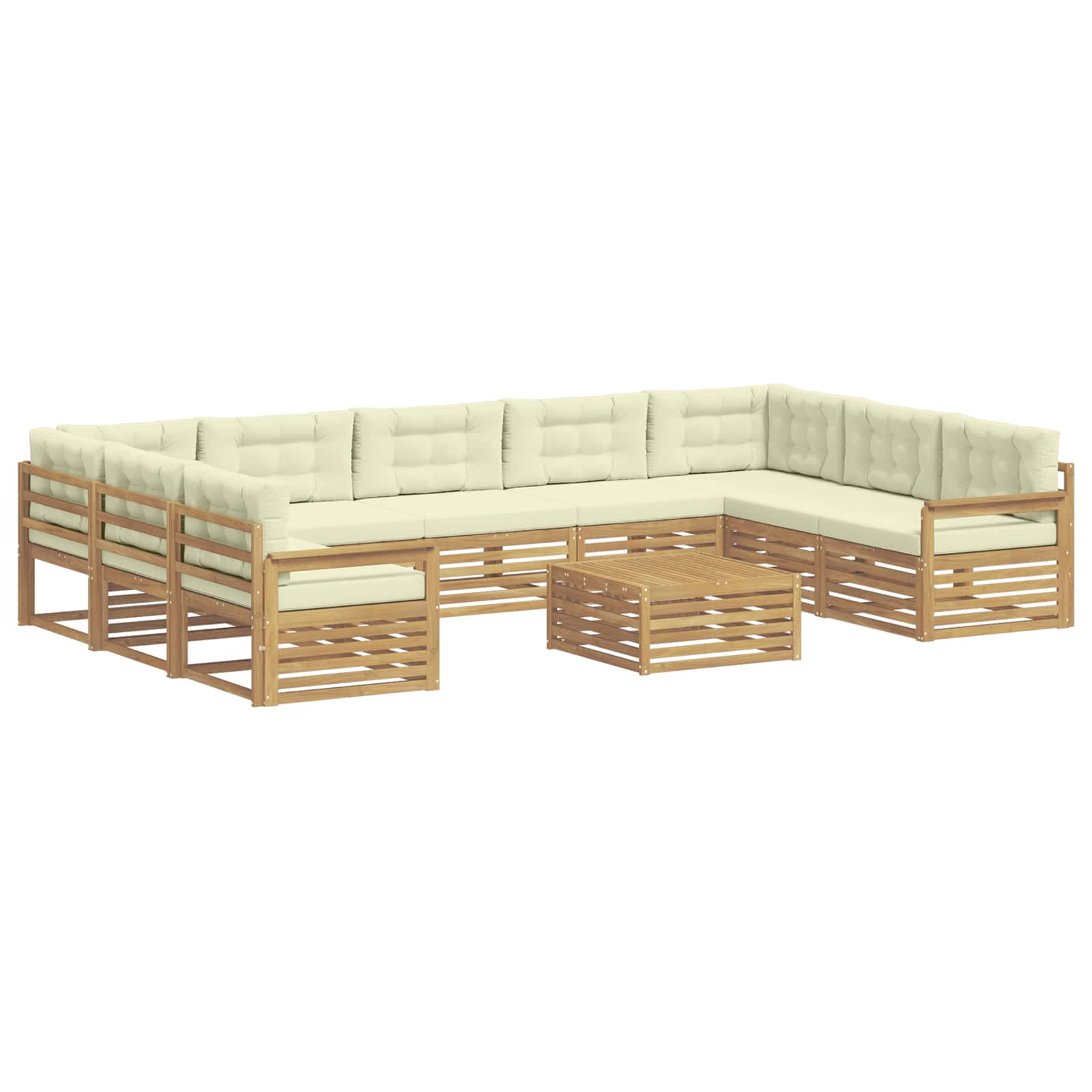 Outdoor-Sofagarnitur 10 pcs Weiß und Creme Massivholz Akazie