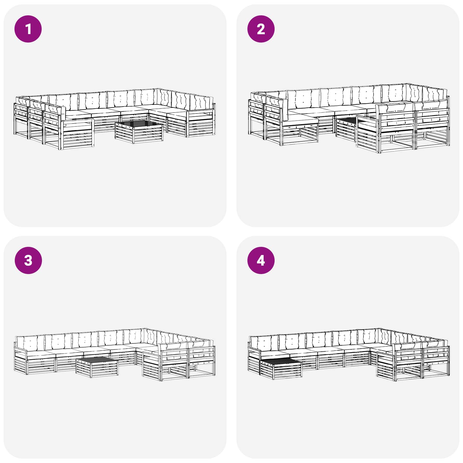 Outdoor-Sofagarnitur mit Kissen 10 pcs Weiß und Anthrazit