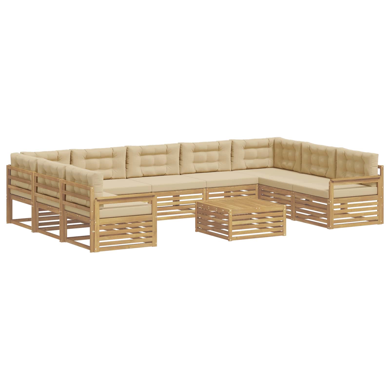 Outdoor-Sofagarnitur 10 pcs Weiß und Beige Massivholz Akazie