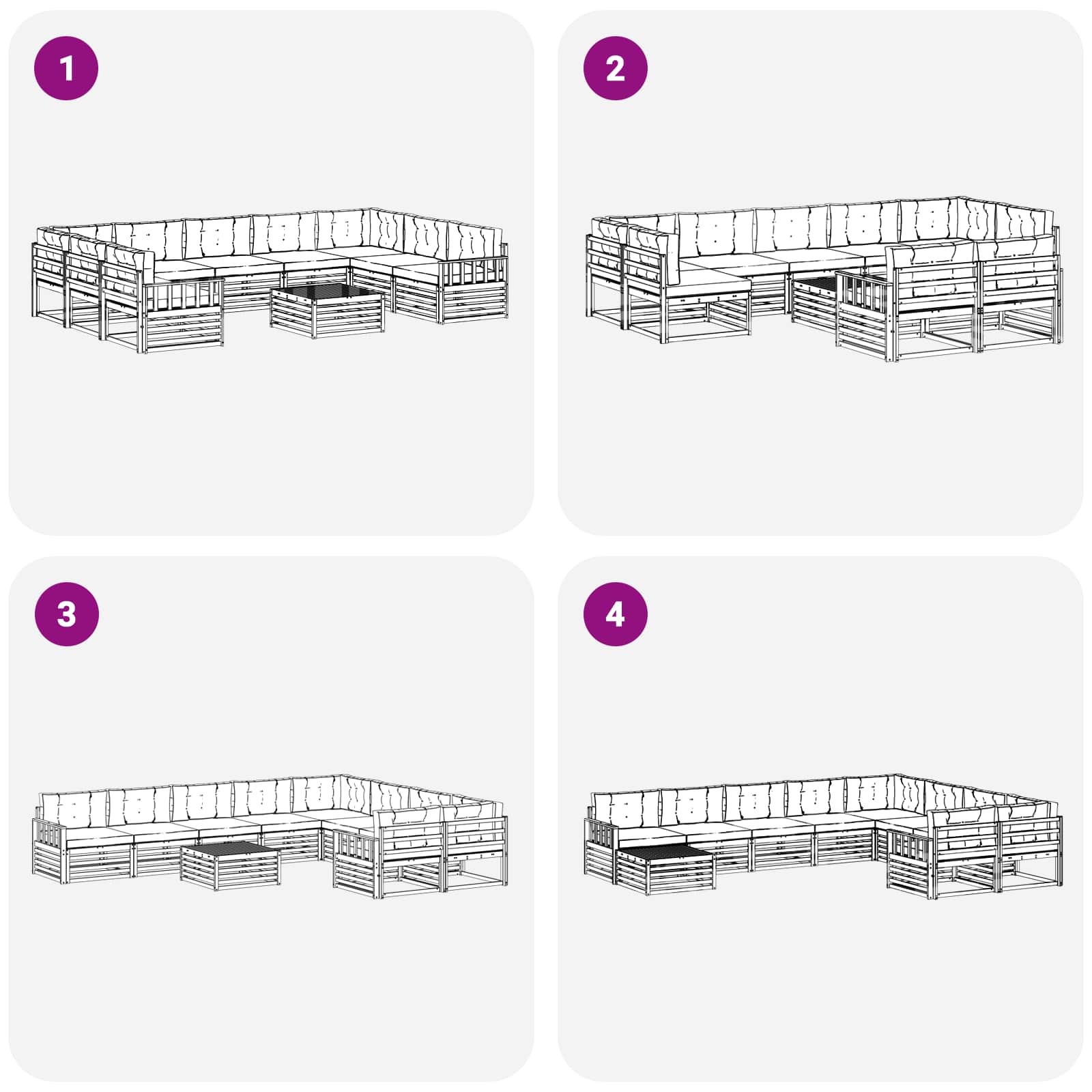 Outdoor-Sofagarnitur 10 pcs Weiß und Creme Massivholz Akazie