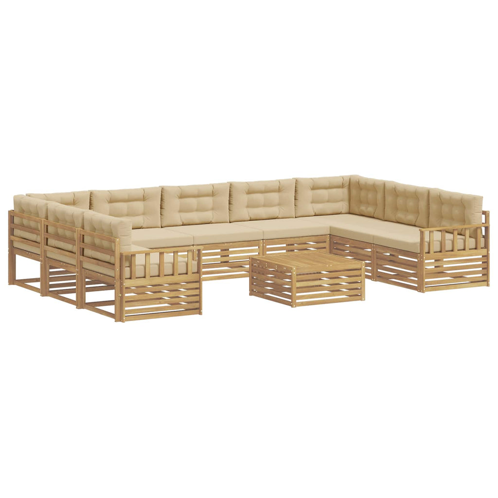 Outdoor-Sofagarnitur 10 pcs Weiß und Beige Massivholz Akazie