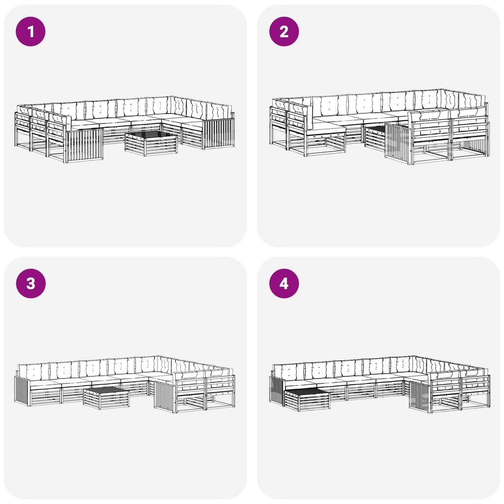 Outdoor-Sofagarnitur 10 pcs Weiß und Creme Massivholz Akazie