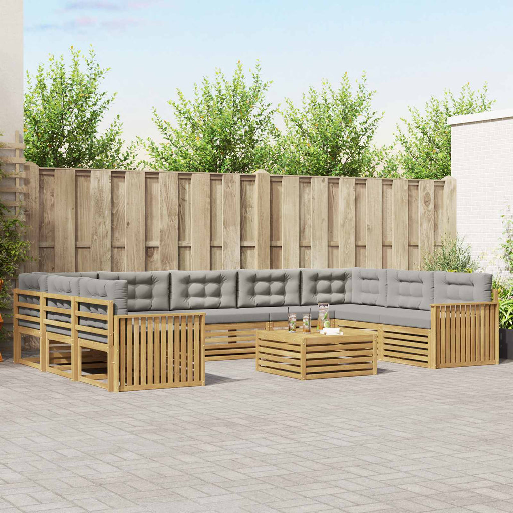 Outdoor-Sofagarnitur 10 pcs Weiß und Hellgrau Massivholz Akazie