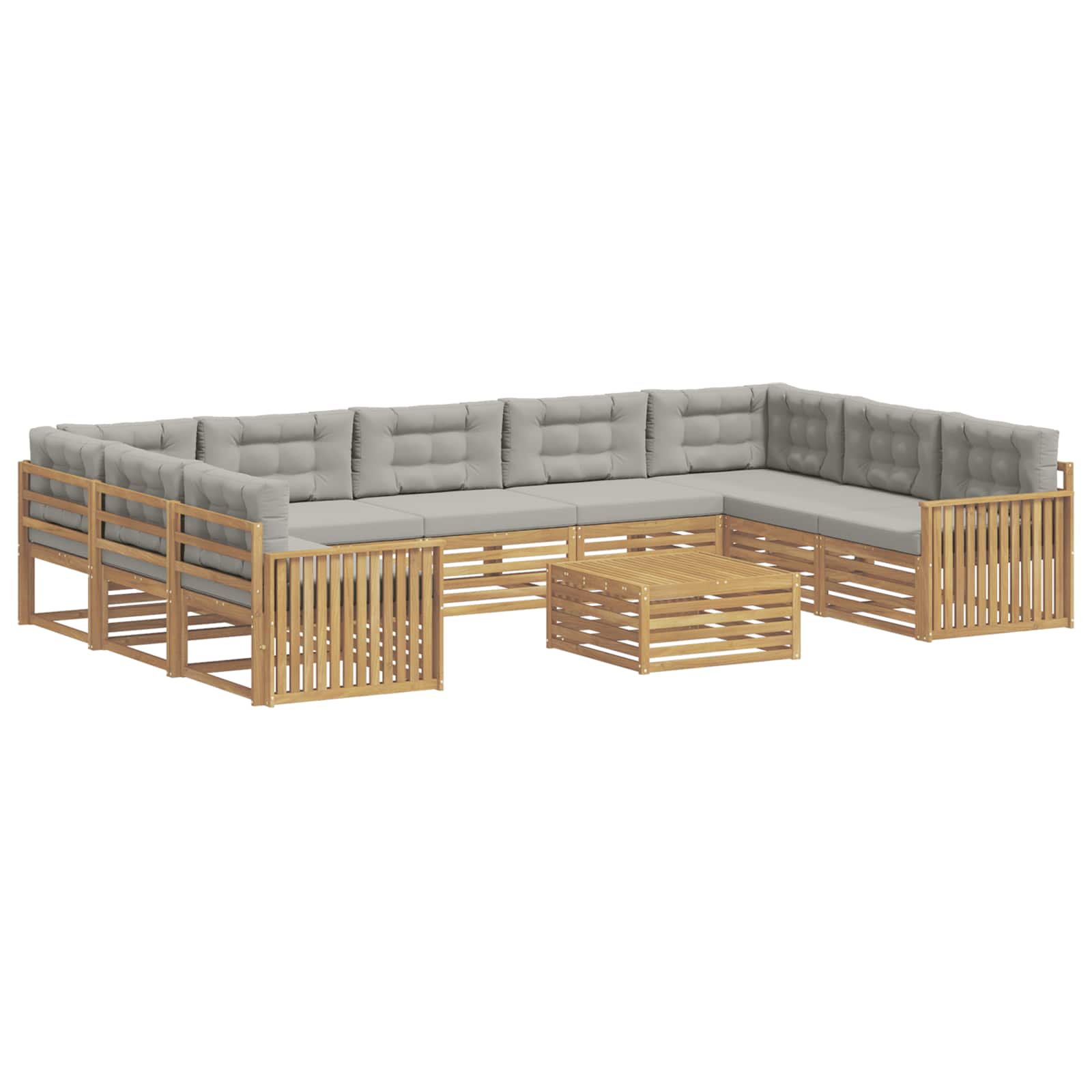Outdoor-Sofagarnitur 10 pcs Weiß und Hellgrau Massivholz Akazie