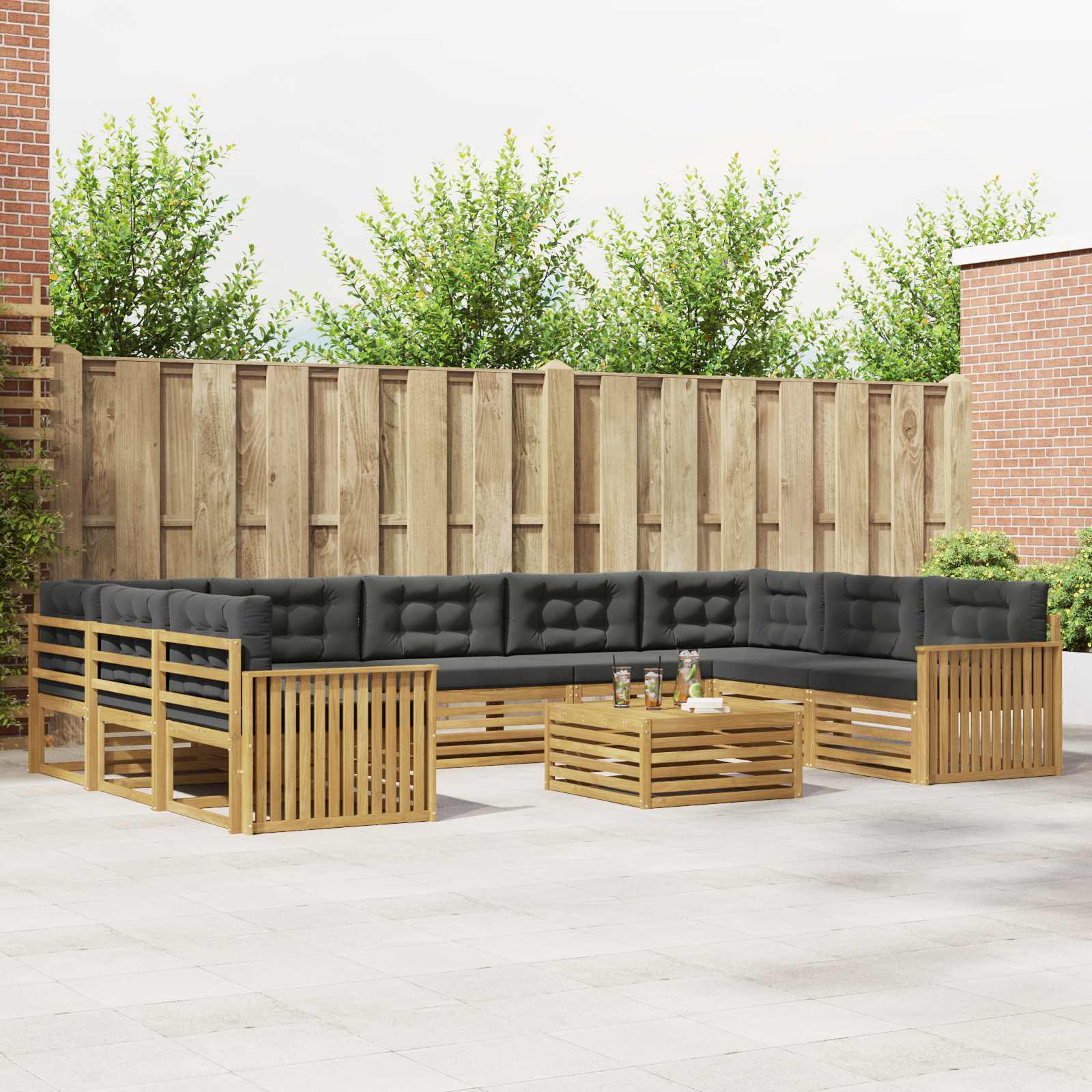 Outdoor-Sofagarnitur 10 pcs Weiß und Anthrazit