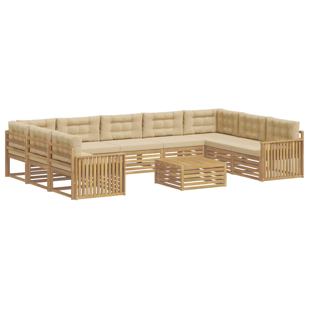 Outdoor-Sofagarnitur 10 pcs Weiß und Beige Massivholz Akazie