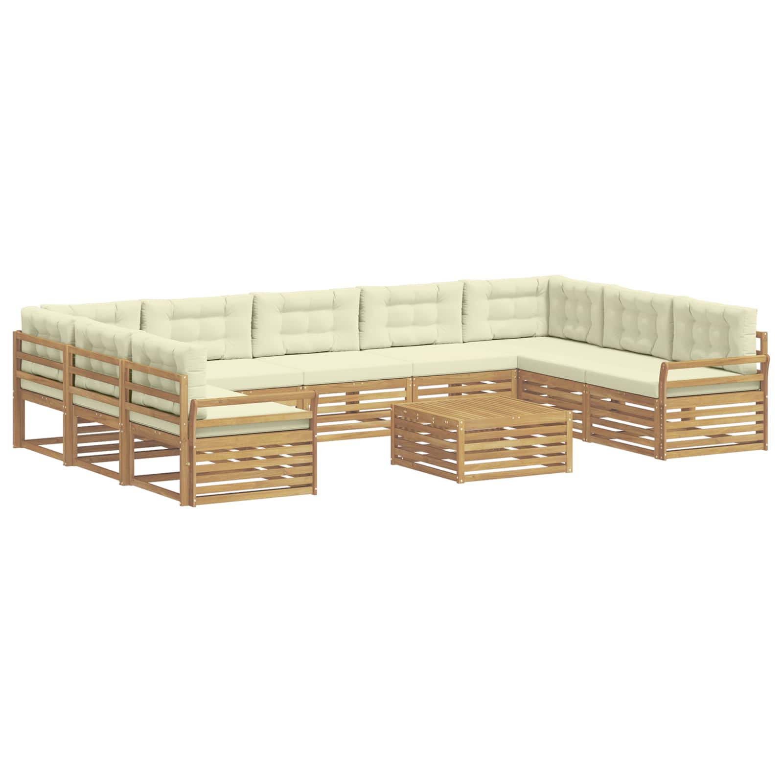 Outdoor-Sofagarnitur 10 pcs Weiß und Creme Massivholz Akazie