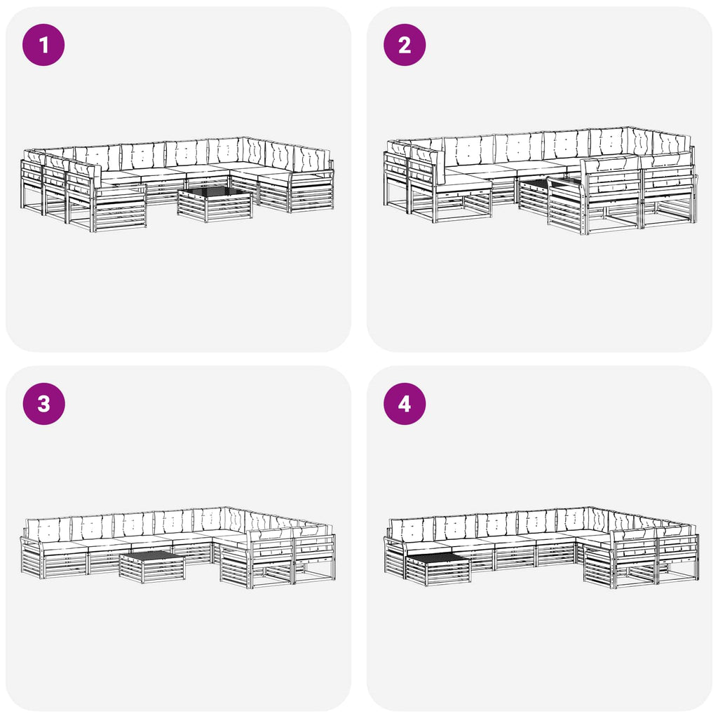 Outdoor-Sofagarnitur 10 pcs Weiß und Creme Massivholz Akazie