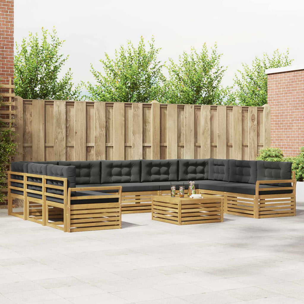 Outdoor-Sofagarnitur 10 pcs Weiß und Anthrazit