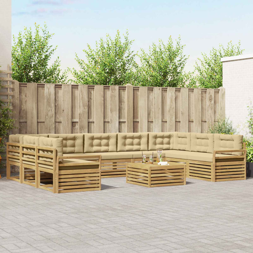 Outdoor-Sofagarnitur 10 pcs Weiß und Beige Massivholz Akazie