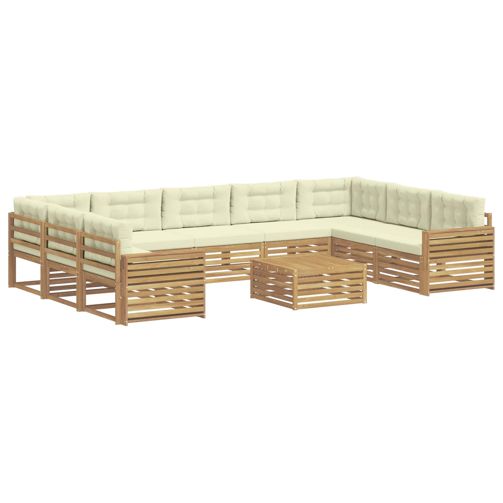 Outdoor-Sofagarnitur 10 pcs Weiß und Creme Massivholz Akazie