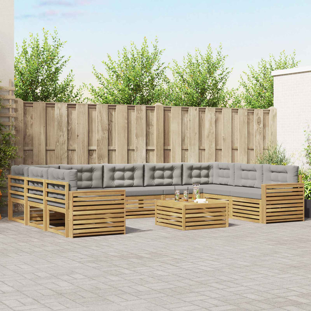 Outdoor-Sofagarnitur 10 pcs Weiß und Hellgrau Massivholz Akazie
