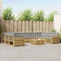 Outdoor-Sofagarnitur 10 pcs Weiß und Hellgrau Massivholz Akazie