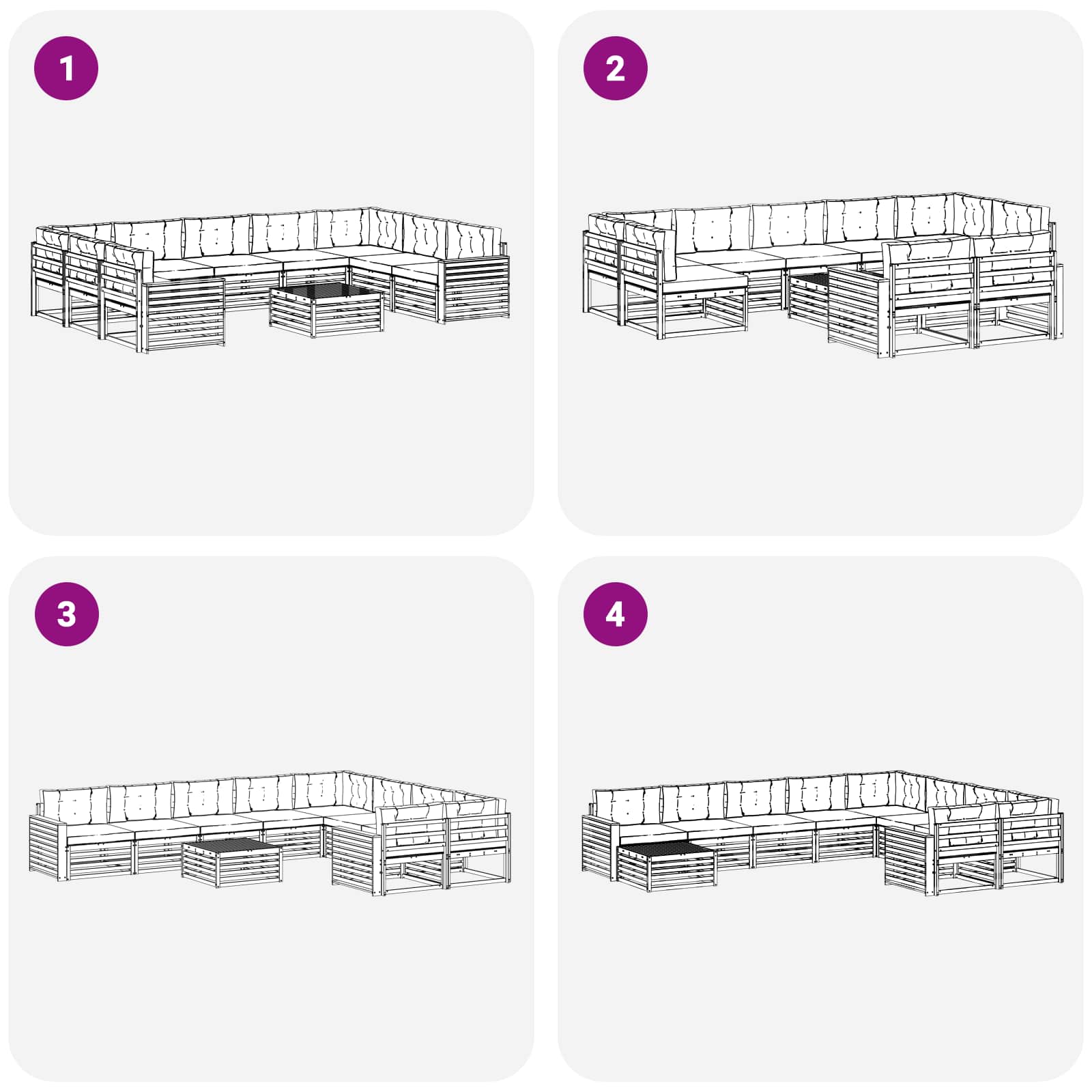 Outdoor-Sofagarnitur 10 pcs Weiß und Anthrazit