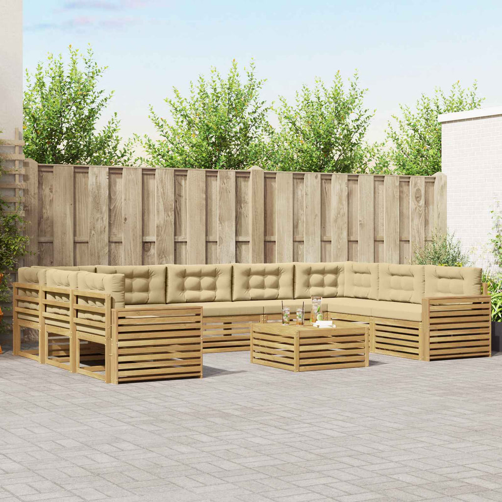 Outdoor-Sofagarnitur 10 pcs Weiß und Beige Massivholz Akazie