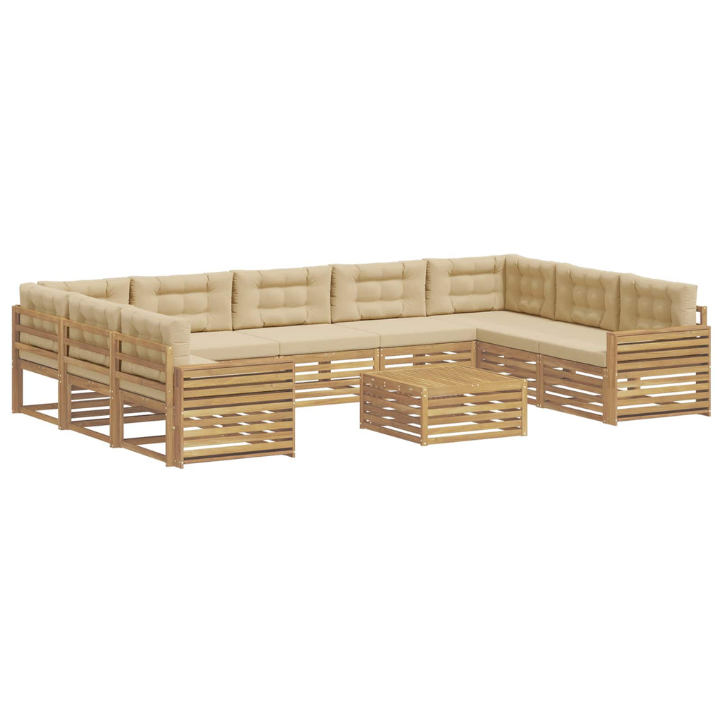 Outdoor-Sofagarnitur 10 pcs Weiß und Beige Massivholz Akazie