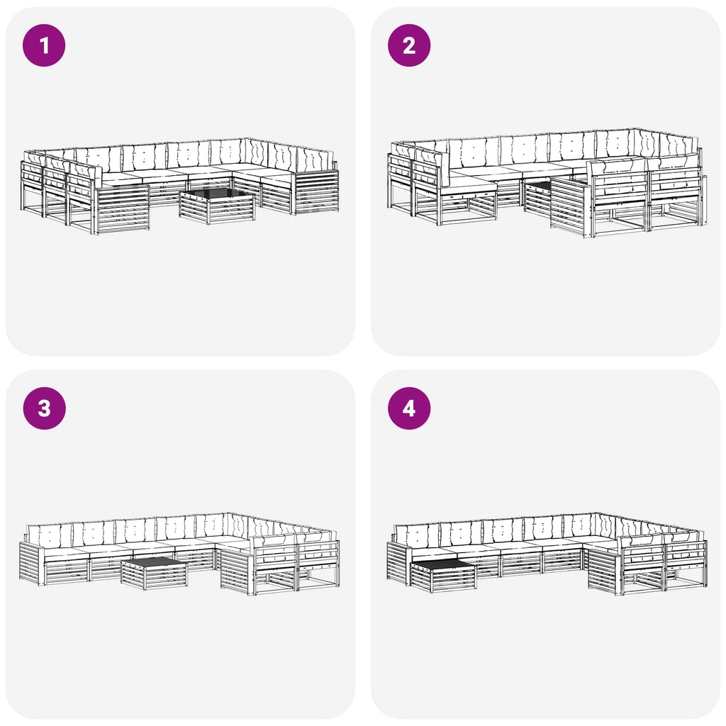 Outdoor-Sofagarnitur 10 pcs Weiß und Beige Massivholz Akazie