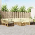 Outdoor-Sofagarnitur 10 pcs Weiß und Creme Massivholz Akazie