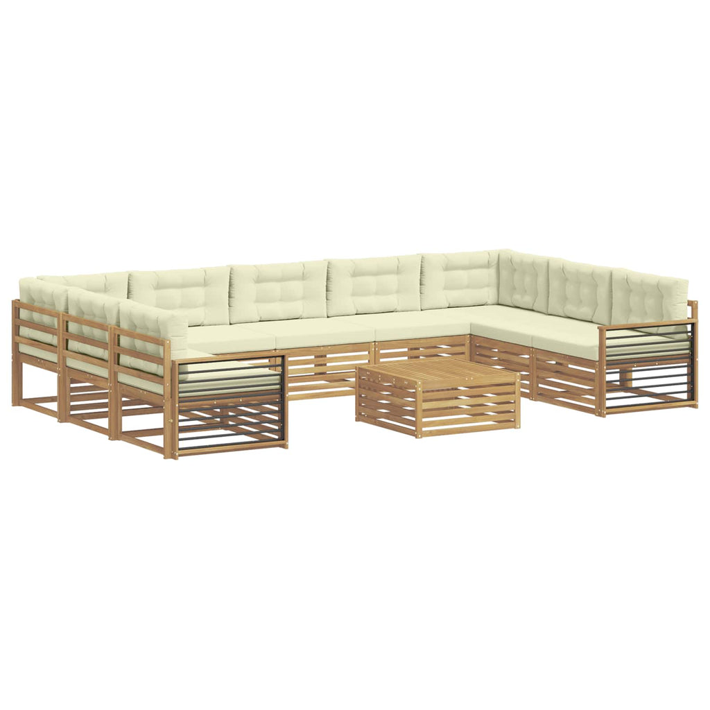 Outdoor-Sofagarnitur 10 pcs Weiß und Creme Massivholz Akazie